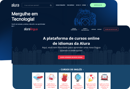 Tela da Alura+ e Alura Lingua
